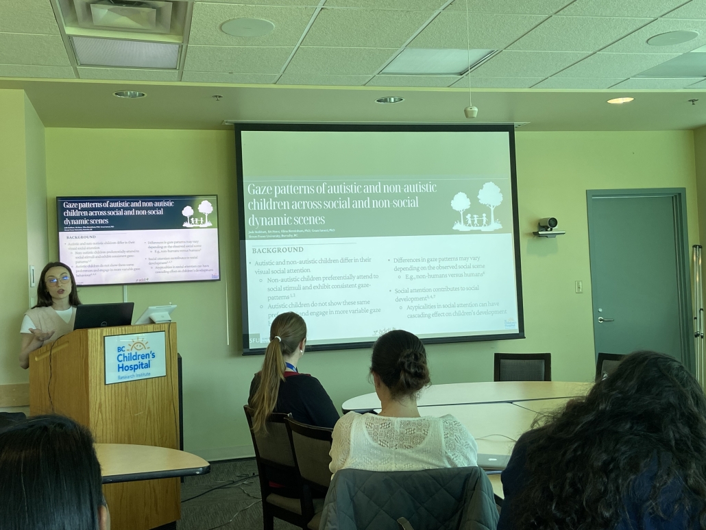 Jade Stobbart presenting a talk at the BCCH Autism Event.
