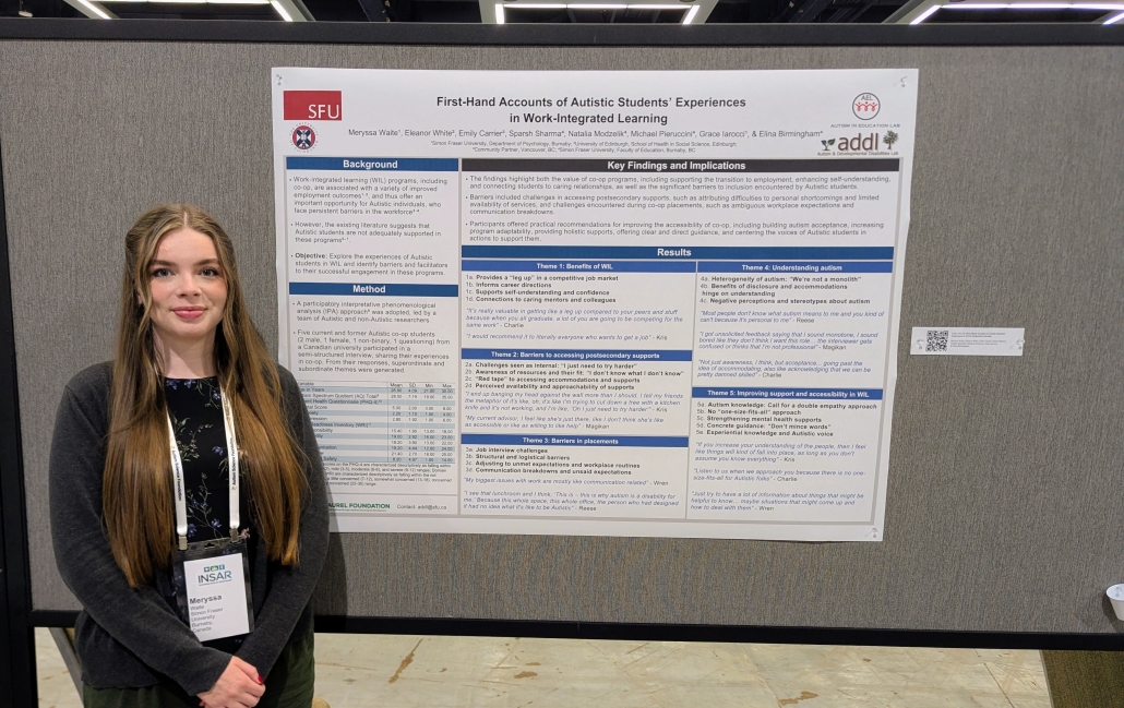 Meryssa Waite presenting a poster at INSAR 2025.