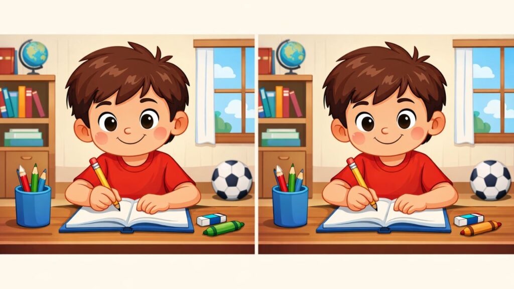 Find 3 Changes in the Boy Drawing