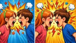 Visual Challenge in 9 Seconds Spot Differences in the Shouting Girl and Boy Image